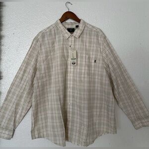 Dockers regular Men's Cream Plaid Button Down Shirt size XXL